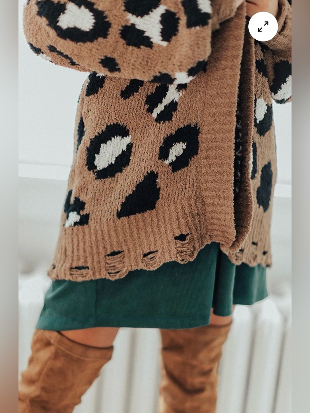 NEW IN LEOPARD PRINT DISTRESSED CARDIGAN (MOCHA) - Picture 6 of 12